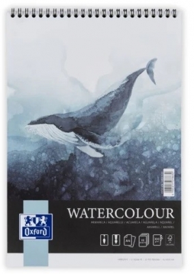 Bloc desen Oxford Watercolour, A4 10 file, hartie 300g/mp, FSC, spira dubla, colectia Artistic